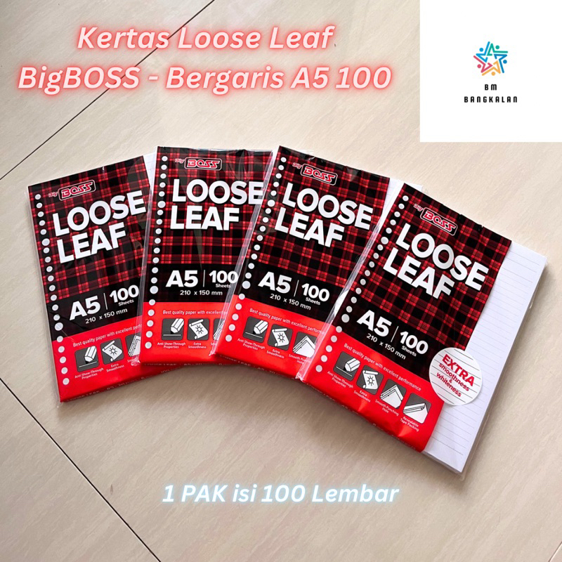 

Kertas Loose Leaf BigBOSS A5 Bergaris isi 100 Lembar