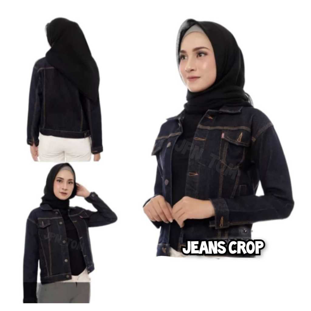 jaket denim wanita crop blueblack jacket jeans wanita cropt dongker jins garmen slimfit bodyfit