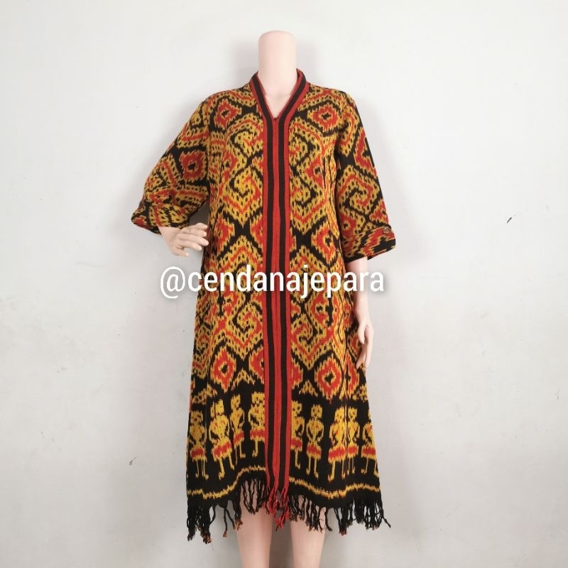 Dress tenun motif toraja baju tenun Jepara atasan wanita tunik tenun fashion wanita