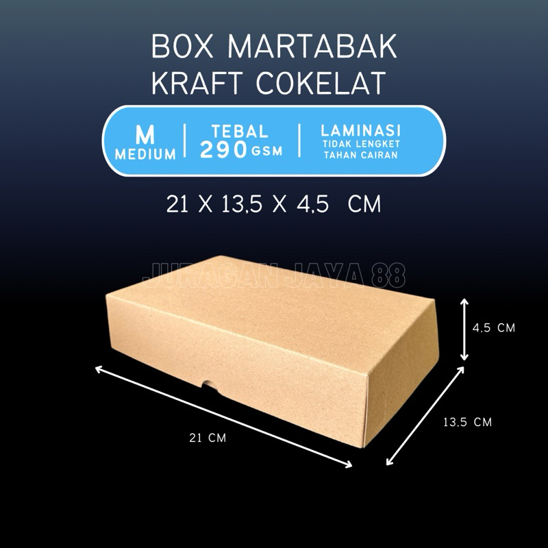 Box Martabak Laminasi (Uk 21x13,5x4,5 cm) | Kemasan Martabak Kraft Polos | Kotak Kue/Kotak Roti