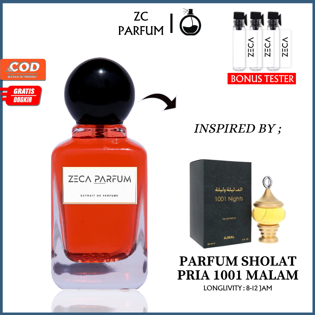 ZECA PERFUME | Parfum Solat Tahan Lama 1001 MALAM | Minyak Wangi Unisex Original Aroma Alam Bunga Segar Citrus Alam Woody - Extrait De Parfume