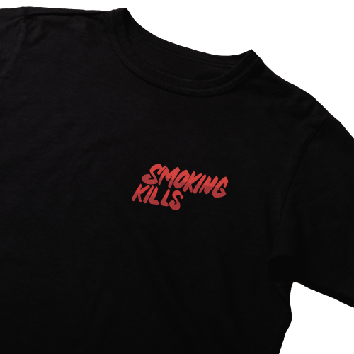 Skullife Tshirt Black Kaos Hitam Pria / wanita Tengkorak Lucu Smoking Kills Lettering