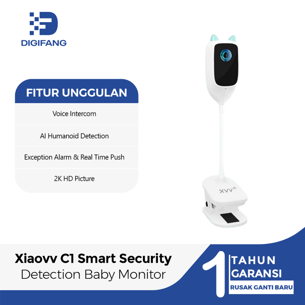 Xiaovv C1 Smart Security 2K Night Vision Cry Detection Baby Monitor