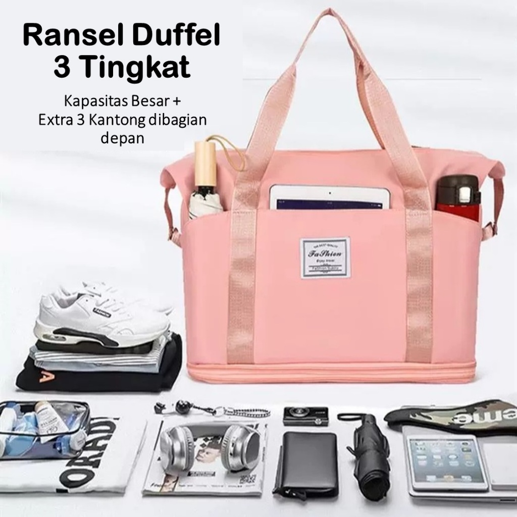 KSINIAJA.STORE TRAVEL BAG DUFFEL RANSEL / DUFFLE BAG RANSEL / TAS TRAVEL BESAR ANTI AIR / PORTABLE