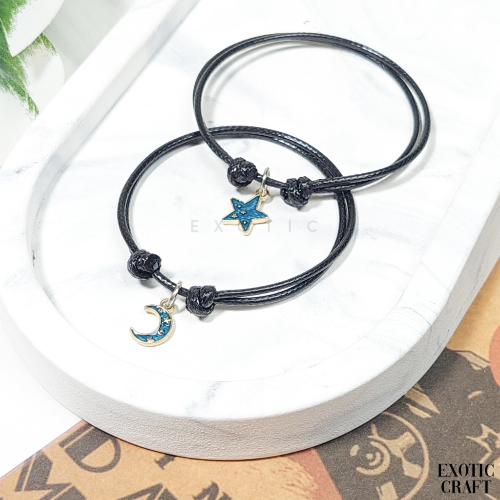 Gelang bulan bintang couple gelang aesthetic simpel charm gelang pria wanita tali simpel korea