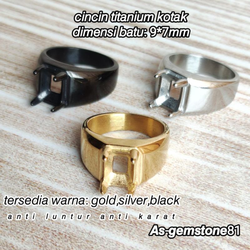 Cincin emban ring[titanium]kotak K2 9*7