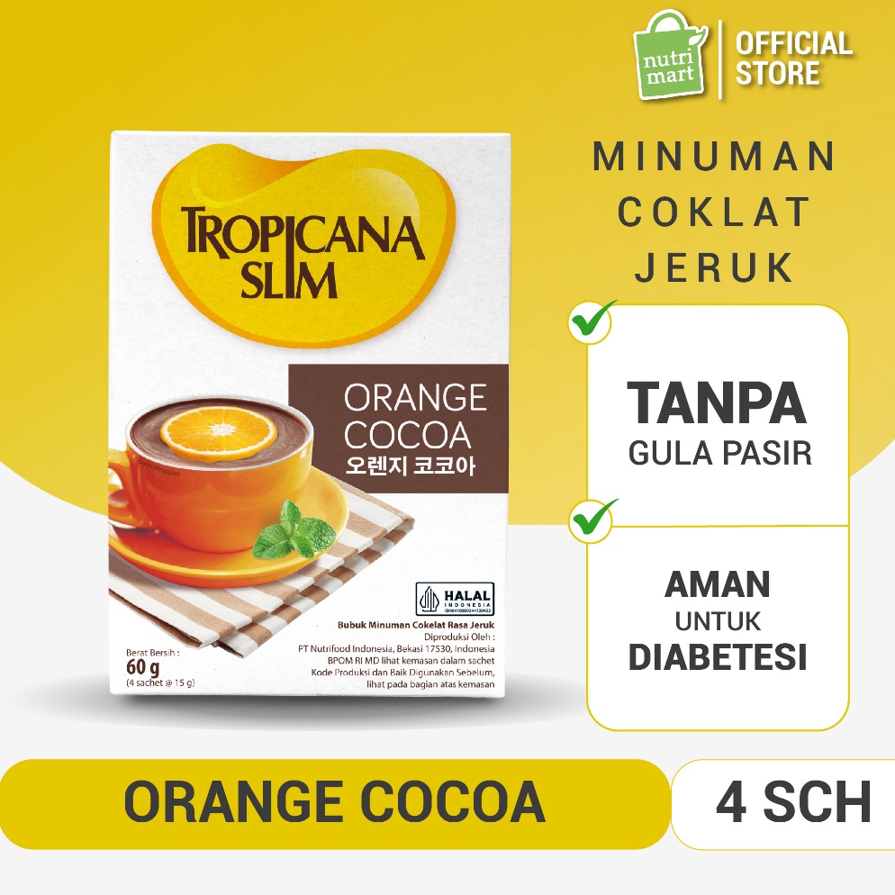 

StOck B4nyak Tropicana Slim Orange Cocoa 4 Sachet Minuman Cokelat Jeruk Nikmat Tanpa Gula Pasir 196