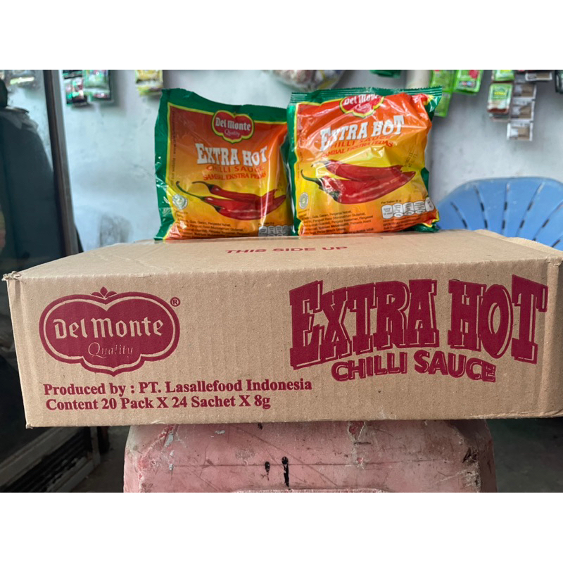 

Saos sambal delmonte extra hot sachet 1 dus / saus sambal saset delmonte 1 dus