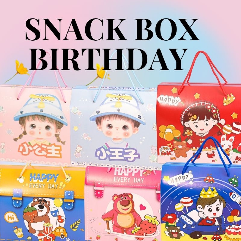 

Small Mini Box Souvenir Ulang Tahun Anak Goodie Bag Snack Ultah Tas souvenir hampers sebulanan tas birthday anak ulangtahun