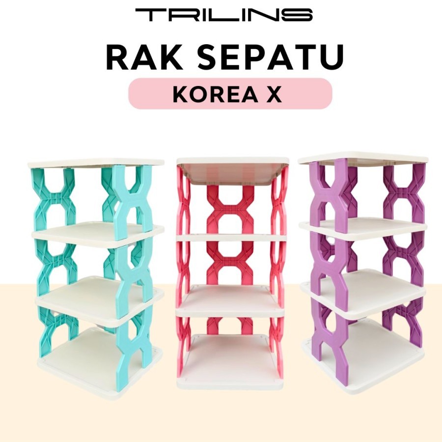 Rak Sepatu XKorea Plastik Tempat Penyimpanan sandal boneka silang