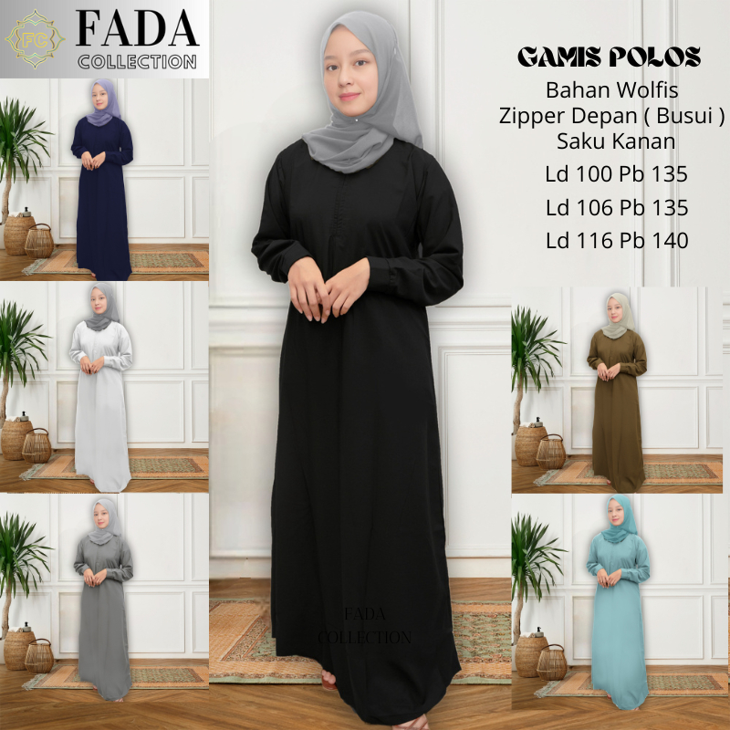 Gamis Polos simple abaya wolfis wolpeac Jumbo
