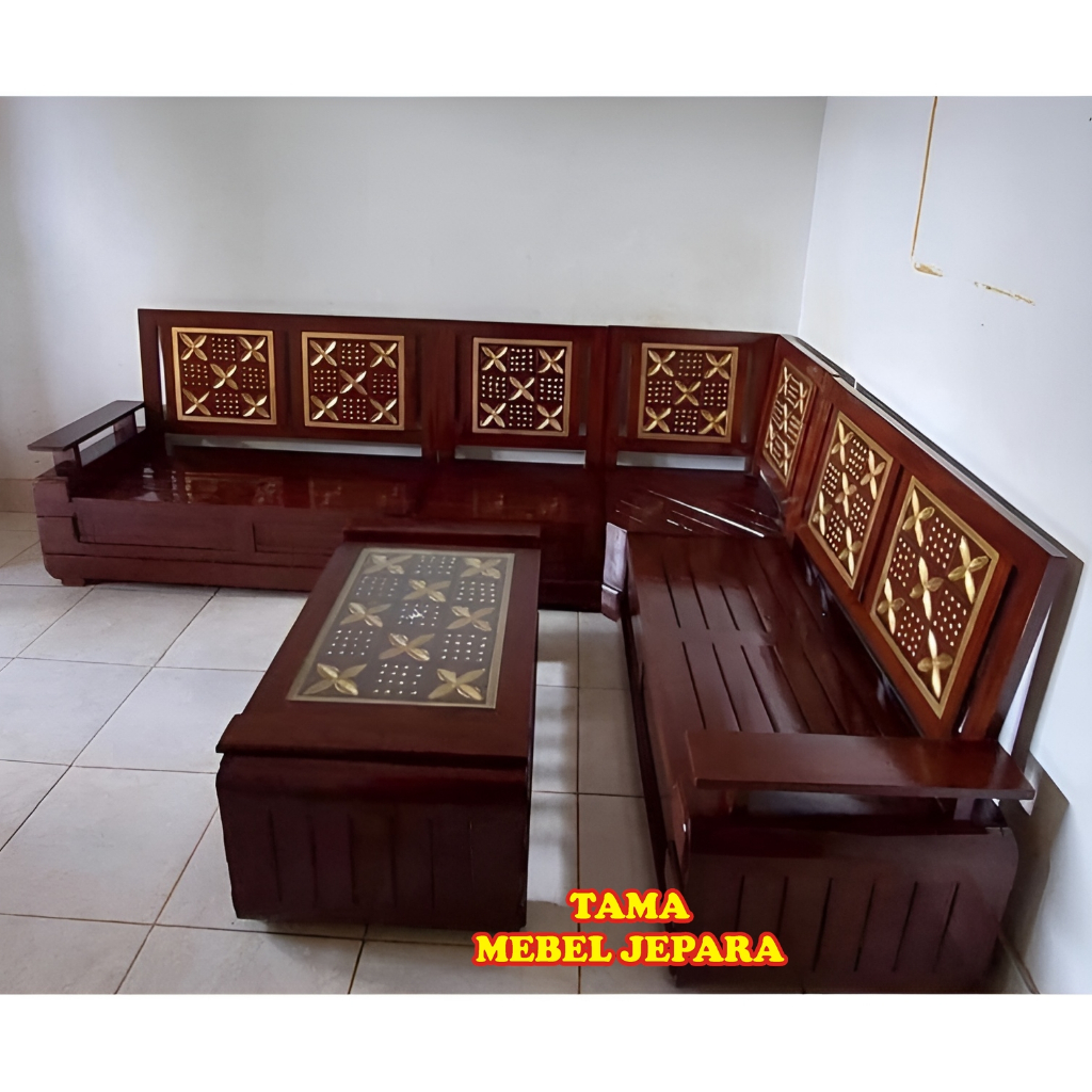 Set kursi sudut minimalis koper kayu jati mentahan kursi tamu minimalis jati asli meja kursi