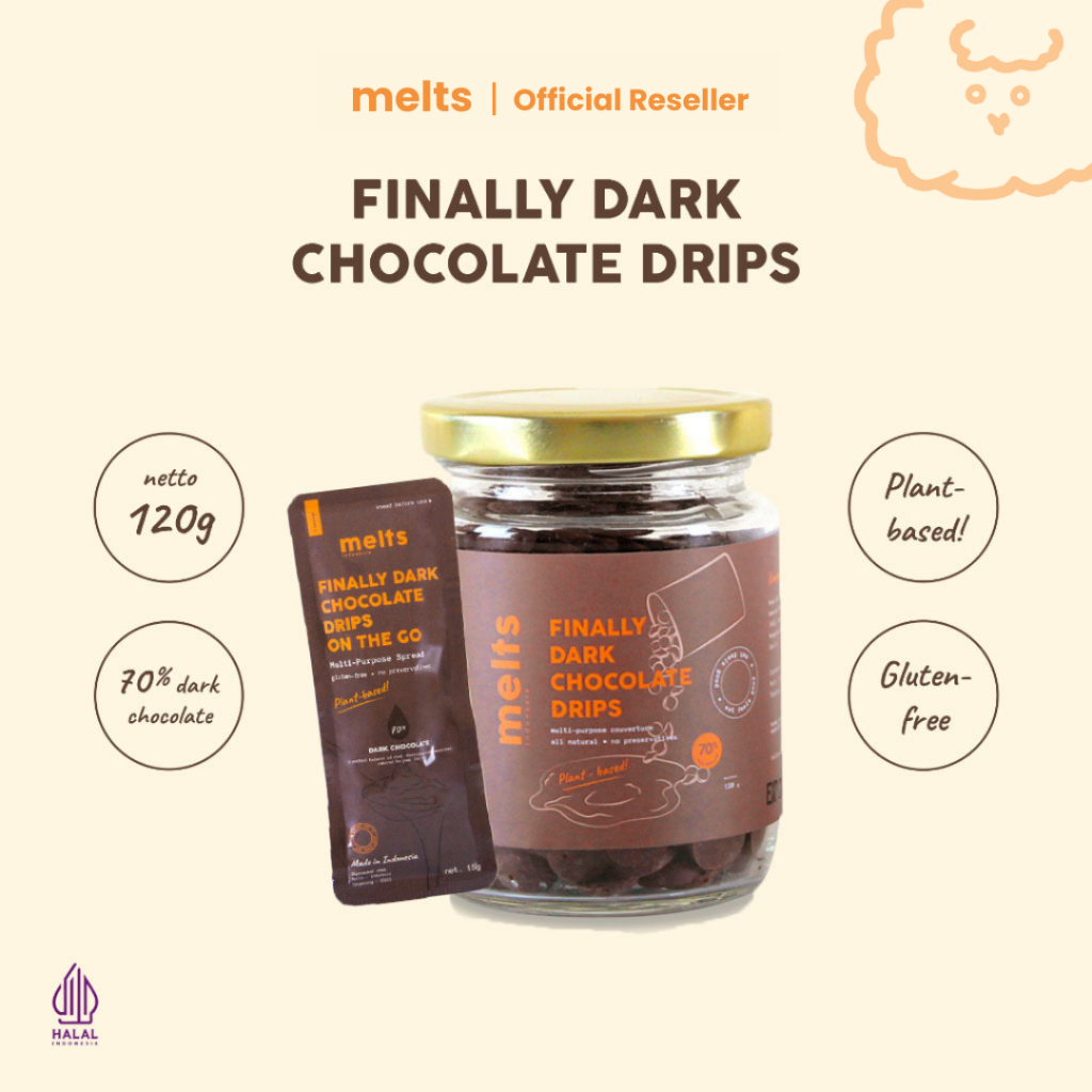 

COKLAT BUTIRAN - Finally Dark Chocolate Drips 70% by Melts | Healthy Chocolate Couverture | Snack Cokelat Batangan / Block Asli 100% Cocoa Siap Saji bisa untuk Baking dan Bahan Kue