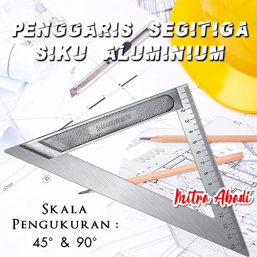 

T3rupd4te Penggaris Segitiga Siku Aluminium Stainless Triangle Ruler MULTIFUNGSI 44