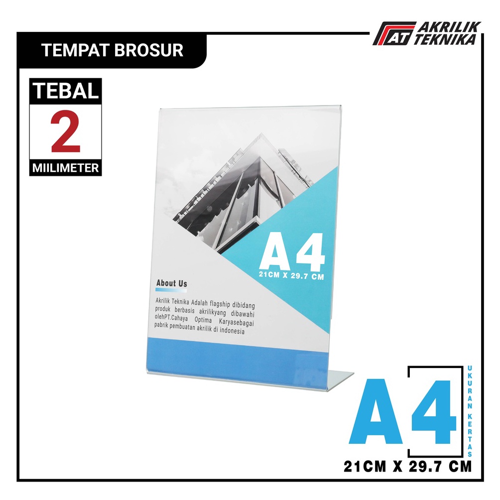 

T45 Tempat Brosur Akrilik Tent Card Holder Portrait L Ukuran A4 2mm Buruan Serbu