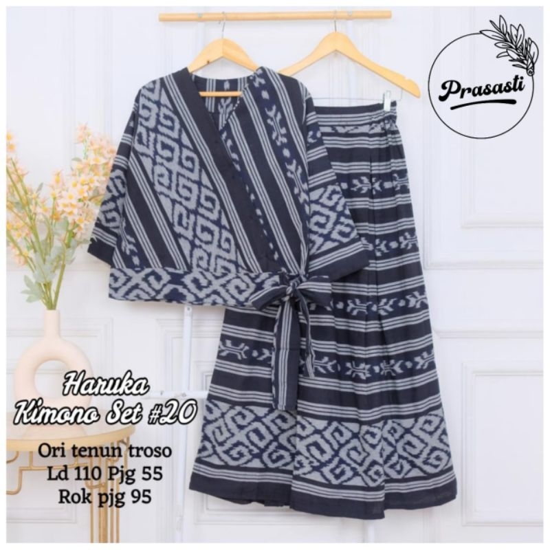 baju setelan rok tenun troso KIMONO SET