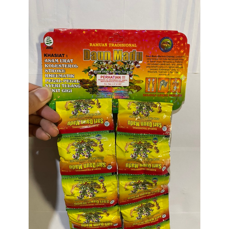 Kapsul Daun Madu Renceng Original/Asli Obat Asam Urat Rematik Isi 20 Sachet Obat Asam Urat Rematik