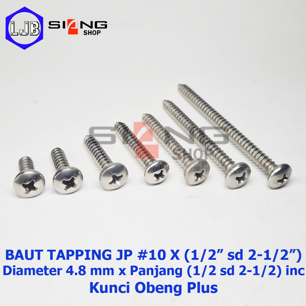 Baut Stainless JP #10 Sekrup Tapping Screw