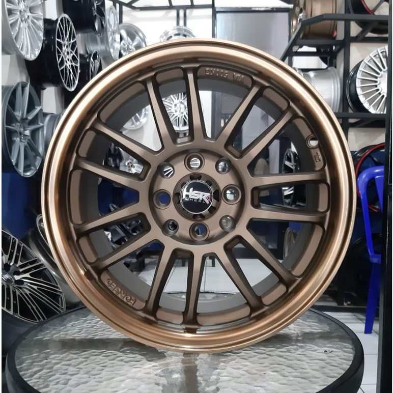 velg hsr ring 15 REVO Lebar 7 Rata Bronze Cocok Agya Altis Ayla Brio ( 4 velg dan Pentil )