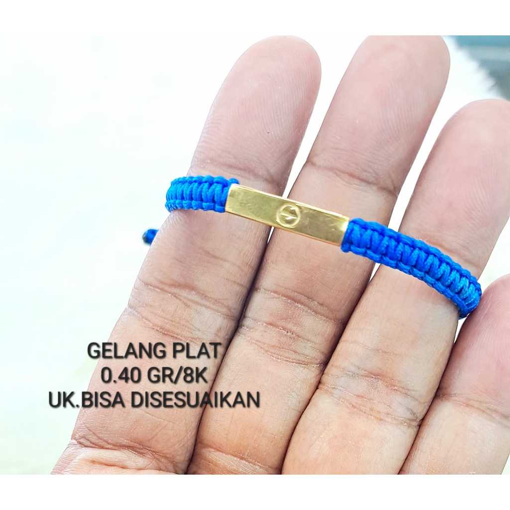Gelang tali variasi charm plat kadar 375 8k