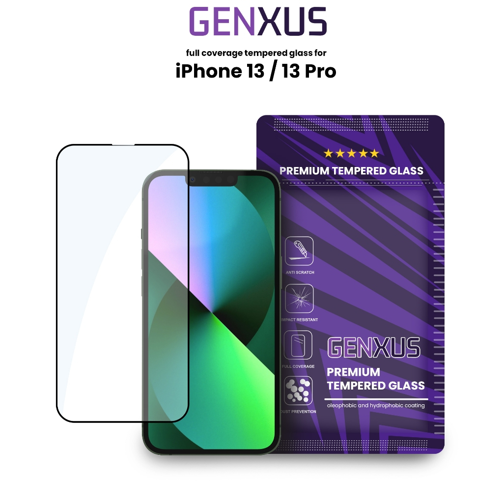 Genxus Tempered Glass 5D Anti Gores for iPhone 13 13 PRO Fullcover Screen Glass Antigores 15 14 12 1