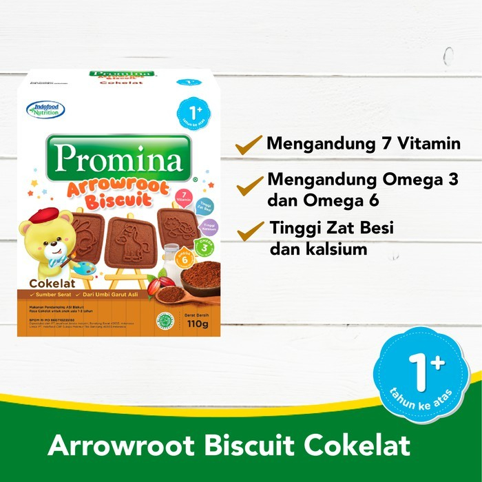 Promina Arrowroot Biscuit Coklat 1-3 tahun 110gr Biskuit Bayi Cemilan Bayi Makanan Bayi Kidu Baby