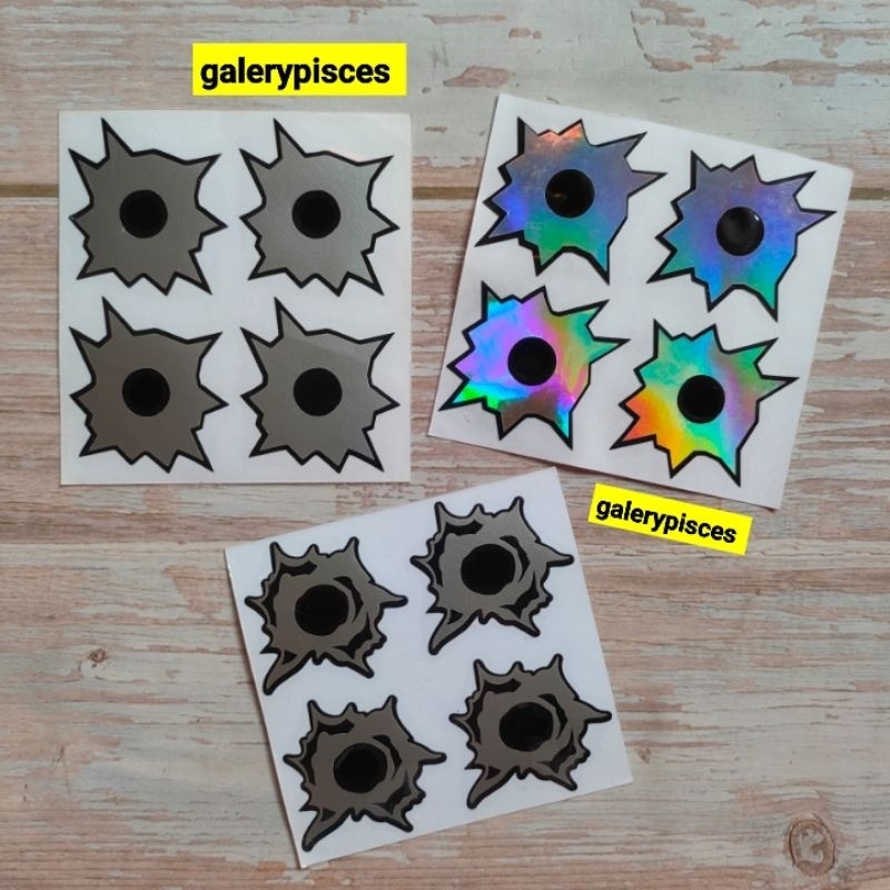 stiker motor gambar bekas tembakan peluru