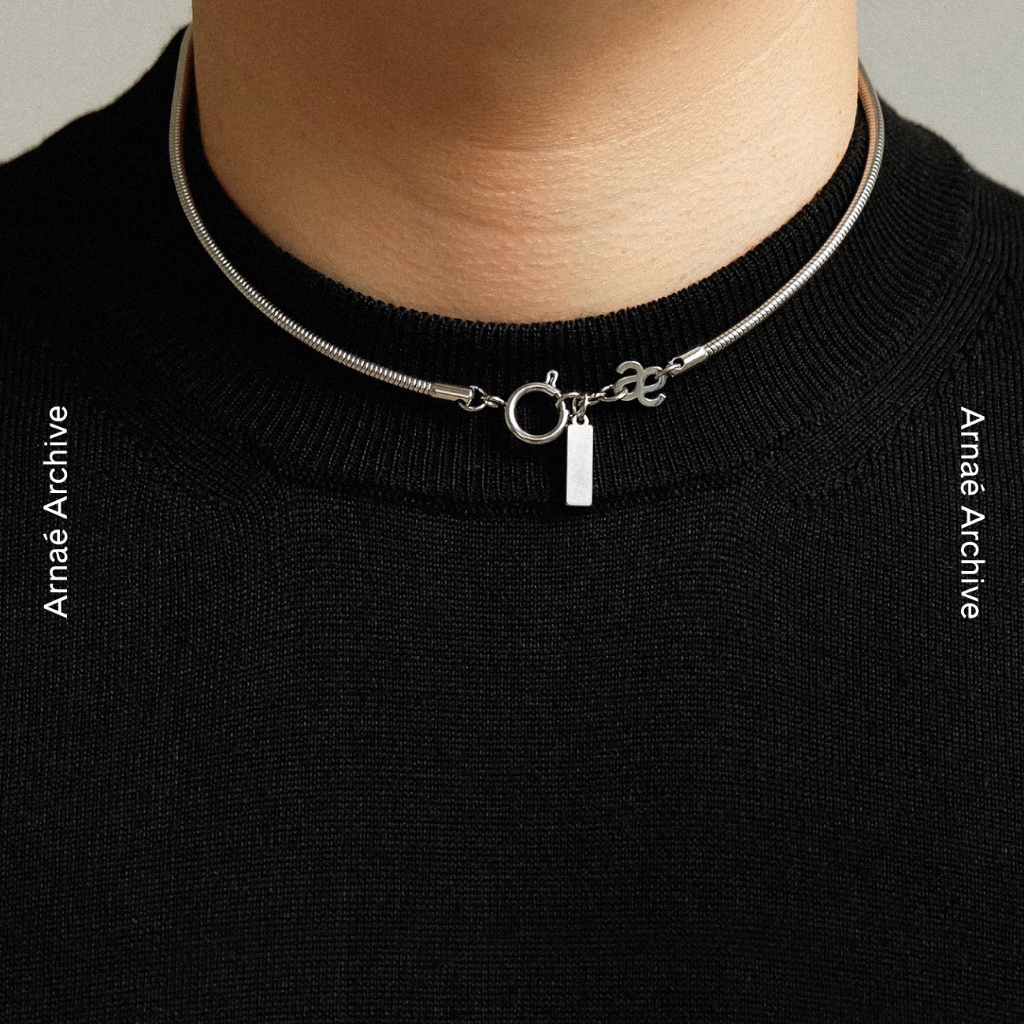 Arnaé Archive — Herringbone Tag Necklace — Kalung Unisex Stainless Steel Anti Karat