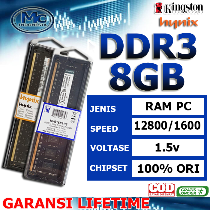 RAM PC DDR3 8GB PC 12800 MEMORY RAM PC KOMPUTER
