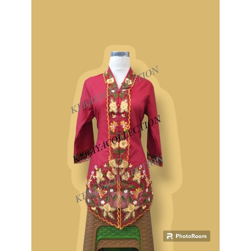 Atasan Kebaya Wanita Encim Motif Bunga Lengan Panjang Baju Kondangan Ibu Ibu