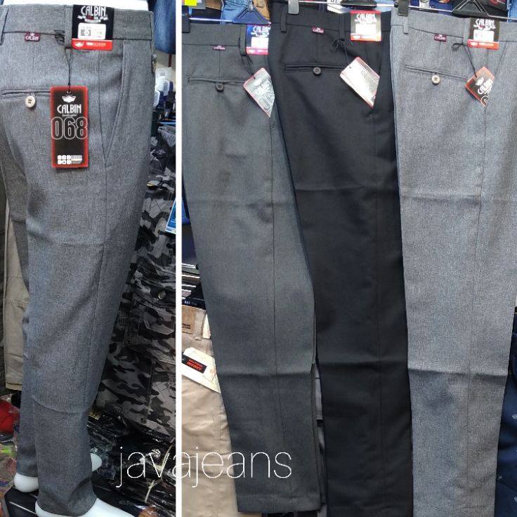 Bestseller CELANA BAHAN PRIA SLIMFIT KANTOR FORMAL CALBIN original bahan wol slimfit