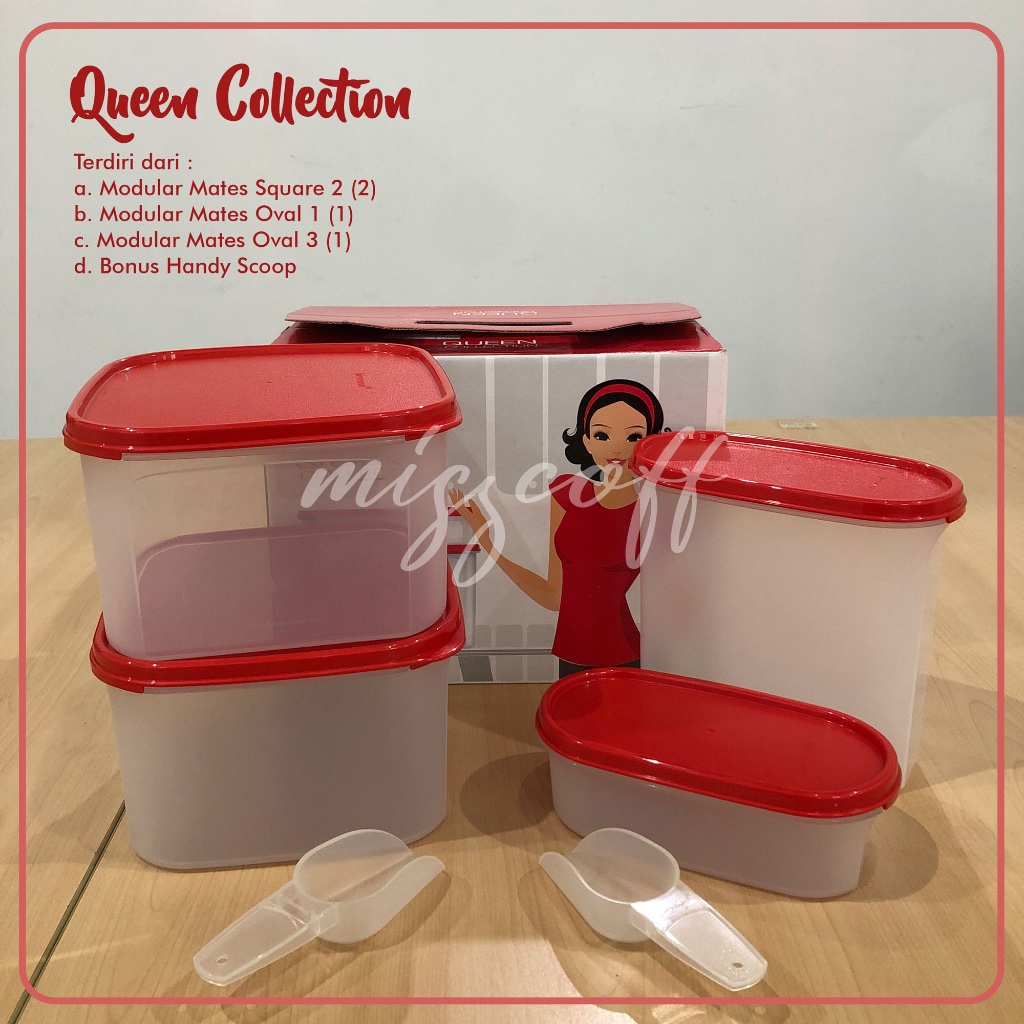 Queen Collection Toples Set Food Container Serbaguna Tupperware Ori