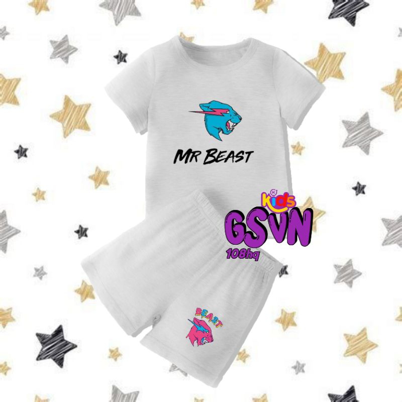 Setelan Anak - Tshirt Baju Celana Anak Mr. Beast MrBeast Youtubers Kids Chanel Mister Bist Kaos Cela