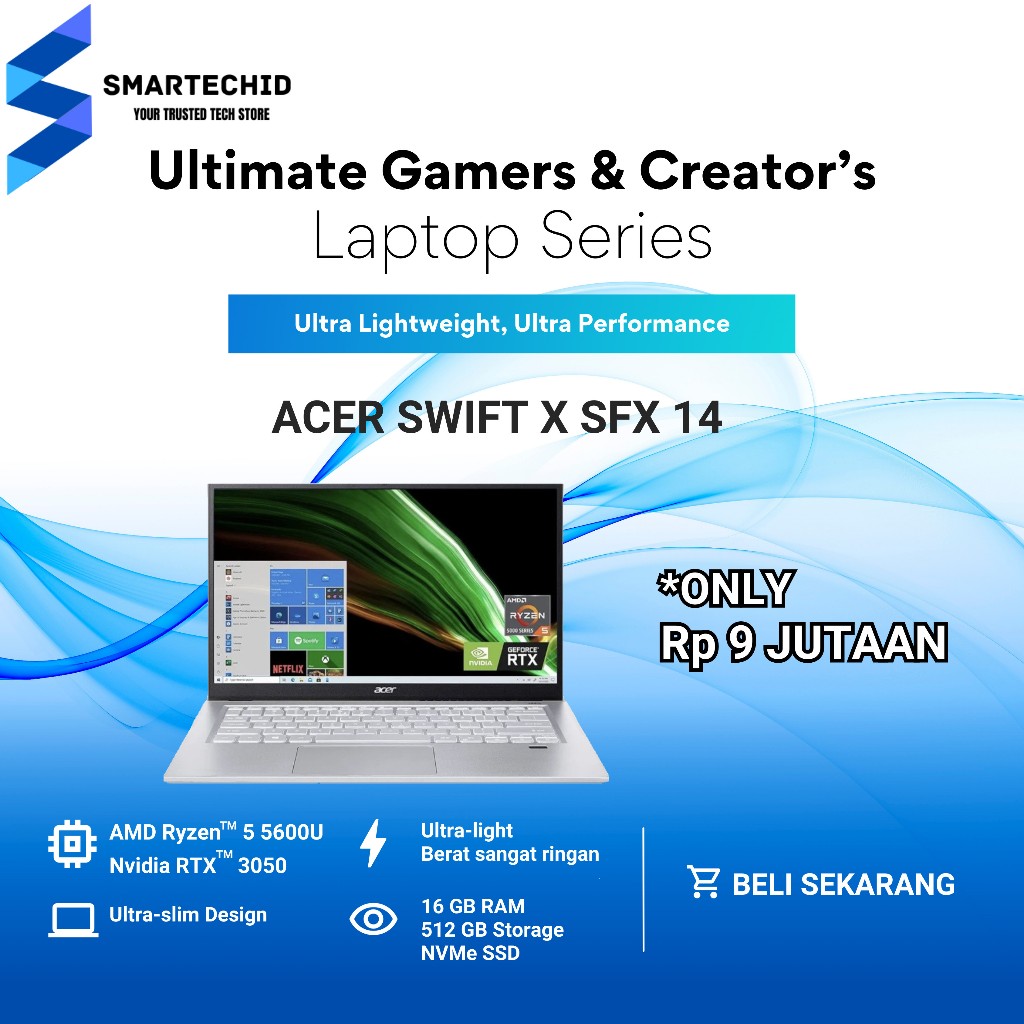 PROMO Acer Swift X SFG14 Ryzen 5600 RTX 3050