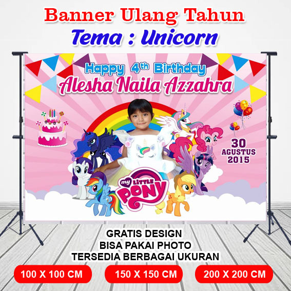 Spanduk / Banner / Backdrop Ulang Tahun Anak UNICORN
