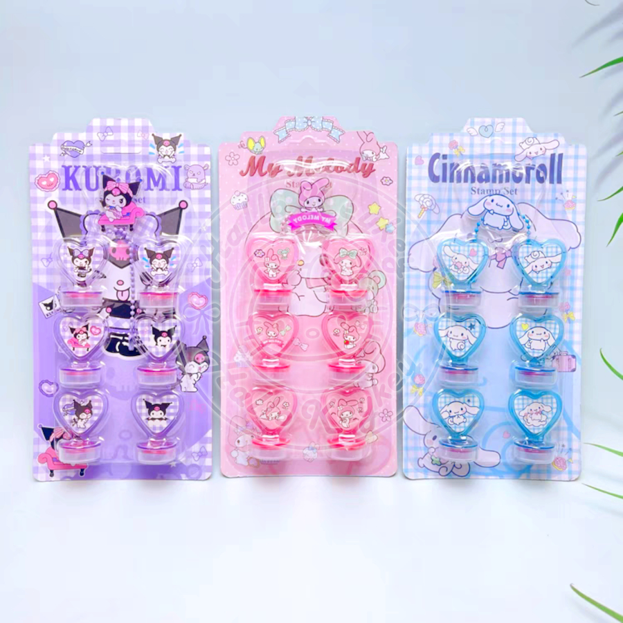 

set gantungan dan stamp melody kuromi cinnamoroll