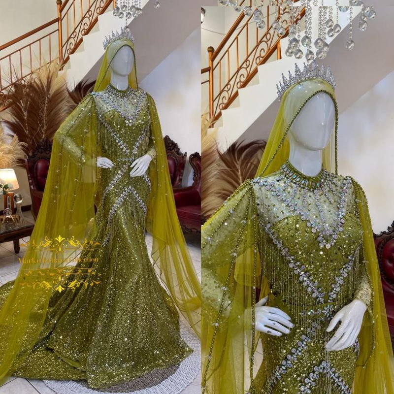 Gaun pengantin premium | Gaun pengantin Slim duyung ekor | gaun pengantin| gaun pengantin mewah eleg