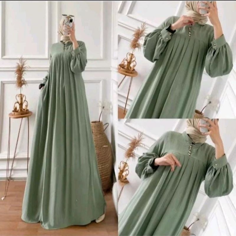 ( BAYAR DI TEMPAT) SALSA MAXY DRESS CRINKLE AIRFLOW GAMIS JUMBO LD 110 BISA BUSUI GAMIS KONDANGAN EL