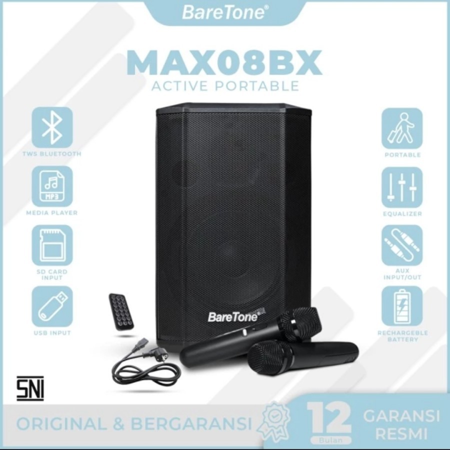 PROMO ( BISA COD ) Speaker Portable BareTone MAX08BX/ speaker Max 08bx  Original Garansi Resmi 1 Tah