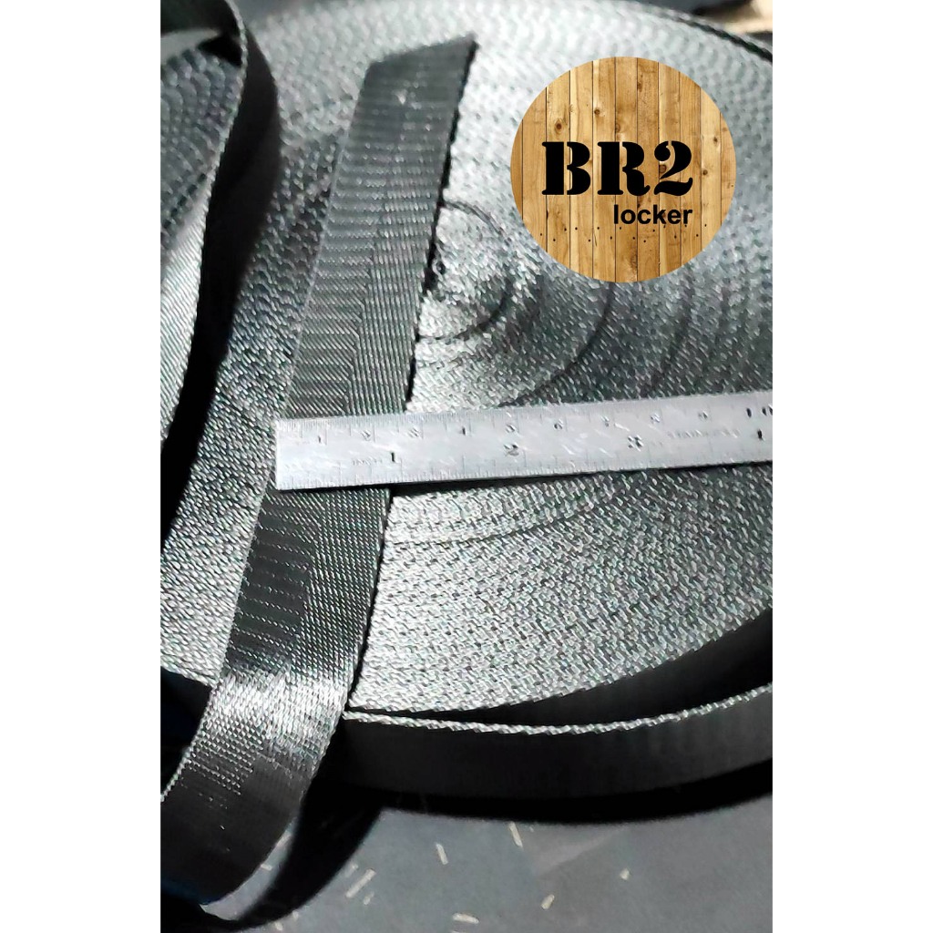 Tali Webbing Nylon Bisban Tas lebar 2,5 cm warna abu tua - per 1 meter