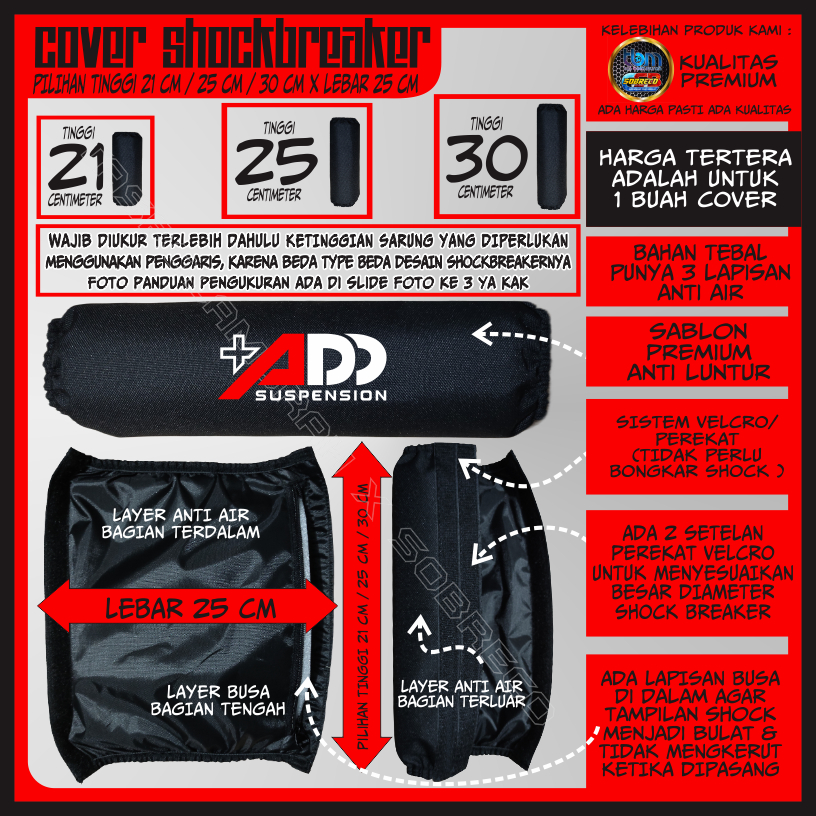 SARUNG PELINDUNG PENUTUP COVER SOKBREKER SHOCK BREAKER BELAKANG MOTOR +ADD SUSPENSION ANTI AIR