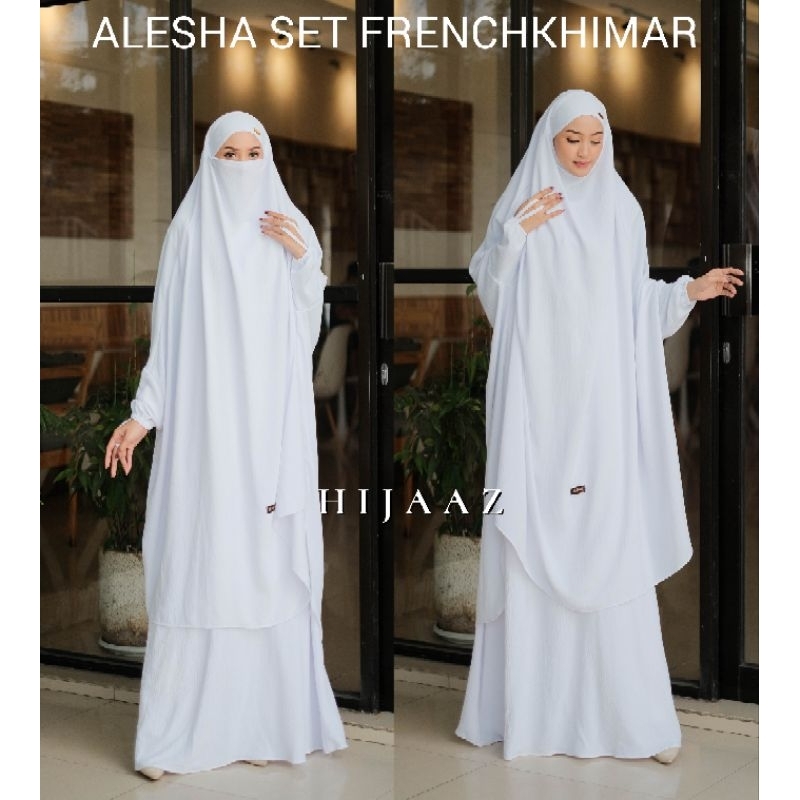 Alesha set inner gamis set french khimar tangan gamis umroh jumbo