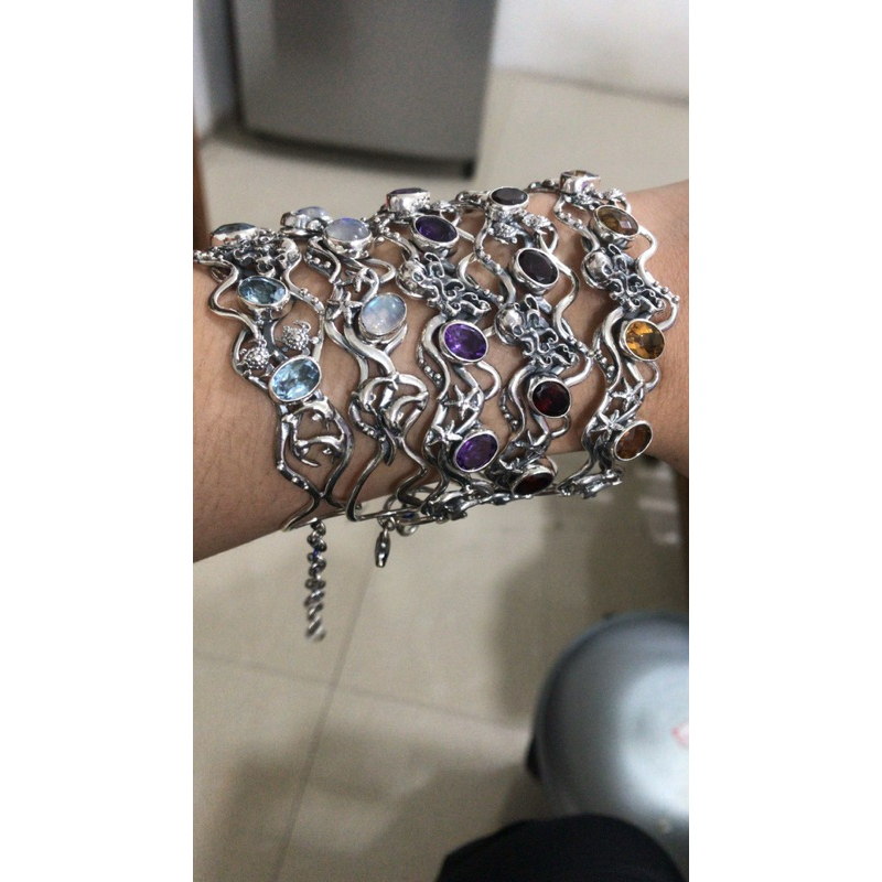 Gelang Bracelet Cuff Perak Silver Bali asli 925 biota laut