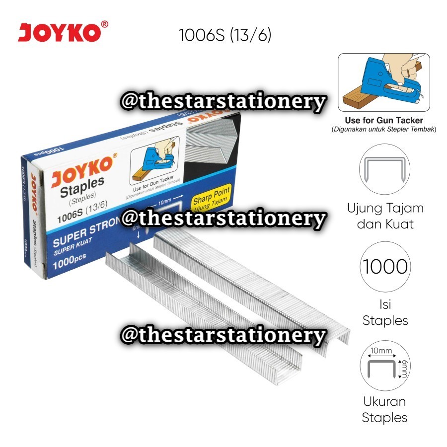 

(1 Kotak) GROSIR Staples Joyko 1006S / Isi Stapler Joyko 1006S(13/6) / Refill Gun Tacker Joyko 1006S