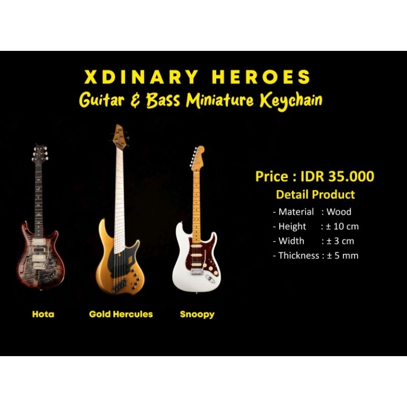 READY STOCK Gantungan Kunci Miniatur Bass & Gitar Xdinary Heroes