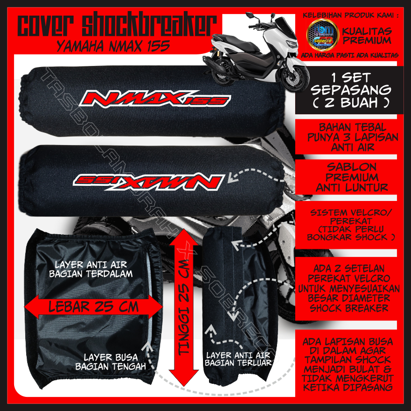 [NEW] SARUNG PELINDUNG PENUTUP COVER SOKBREKER SHOCK BREAKER BELAKANG MOTOR YAMAHA NMAX 155 ANTI AIR