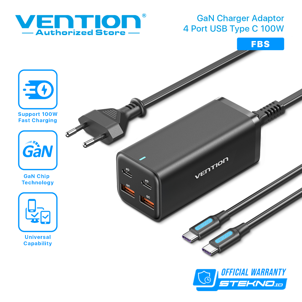 Vention Desktop GaN Charger Adaptor 4 Port USB Type C 100W Fast Charge