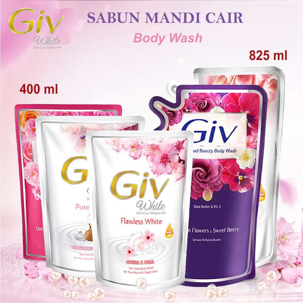 AD Giv Glowing White Bodywash Mulberry Lemon Sakura Passion Refill 400 ml 825 ml - Sabun Mandi Cair