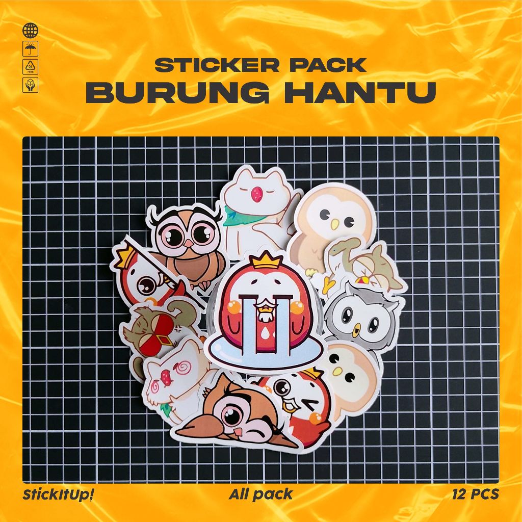 

COD✨ StickitUp Stiker Pack Burung Hantu Lucu Untuk Koper Laptop Skateboard