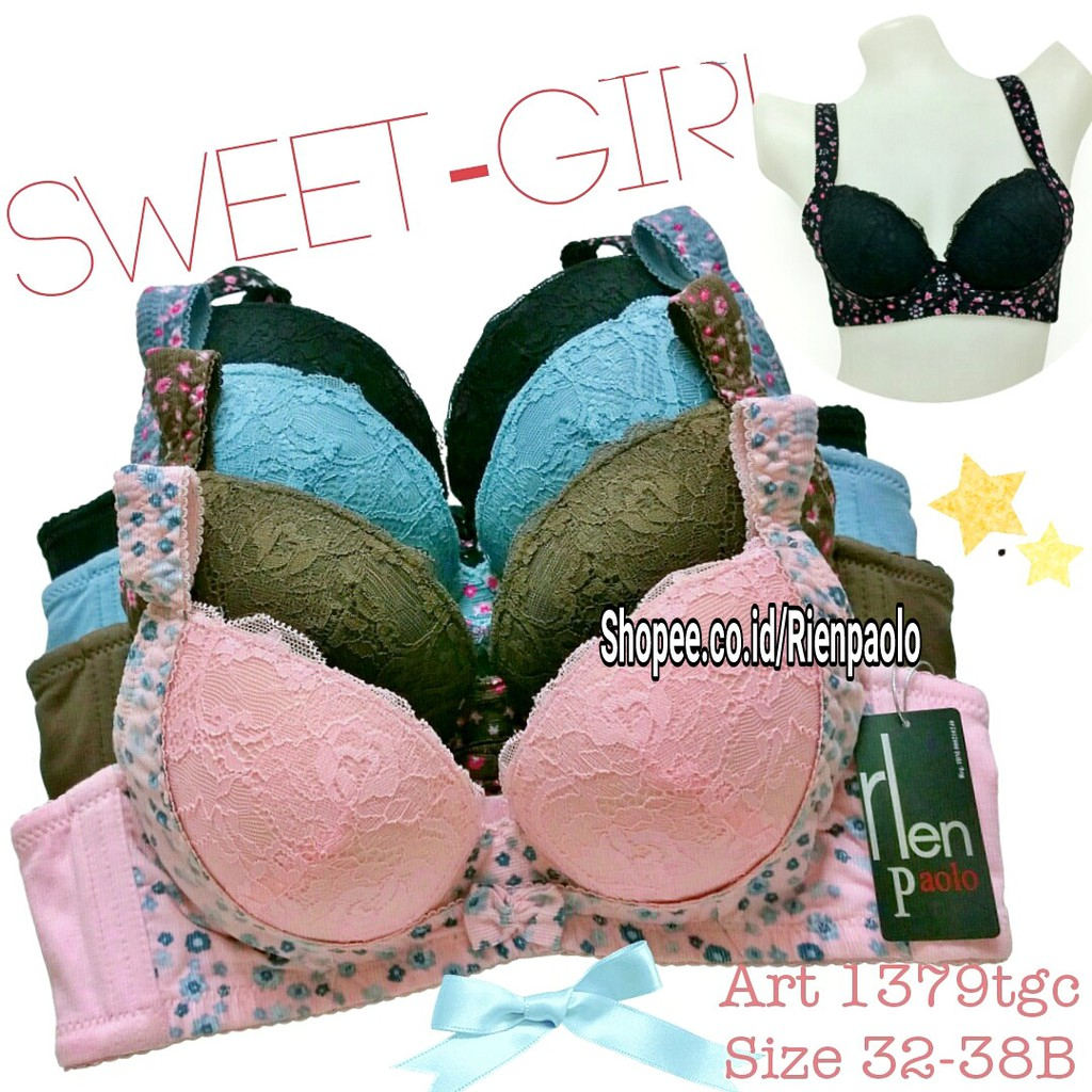 Bra Wanita Kawat Push Up BH Kawat Lingerie Set Sexy Hot Kawat Polos Bordir Bunga Premium Rien Paolo 
